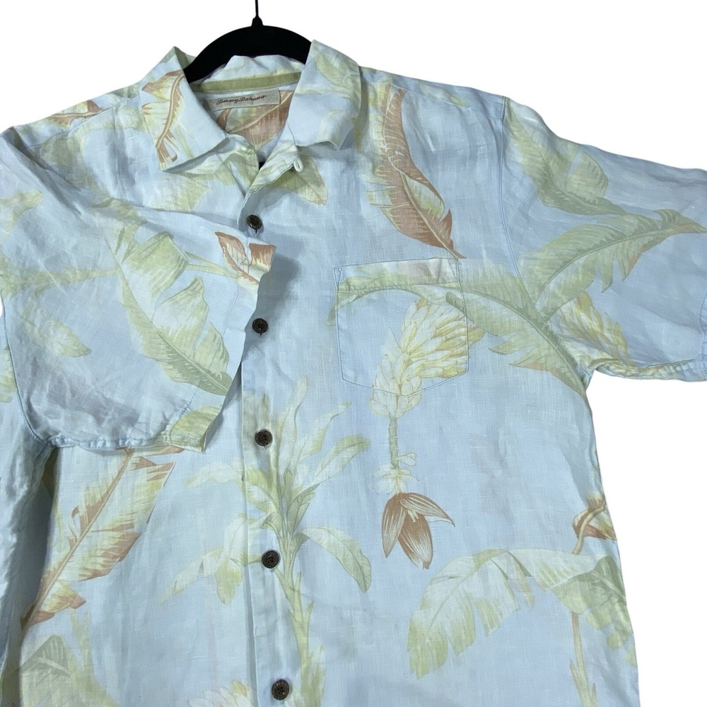 Tommy Bahama Linen Hawaiian Shirt Mens Small Casual Floral Coastal‎ Beach Casual